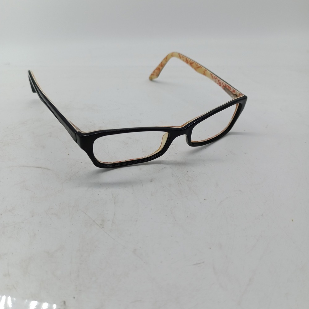 Ray Ban Rectangular Eyeglass Frames Black Tan Red Script Logo L14-147